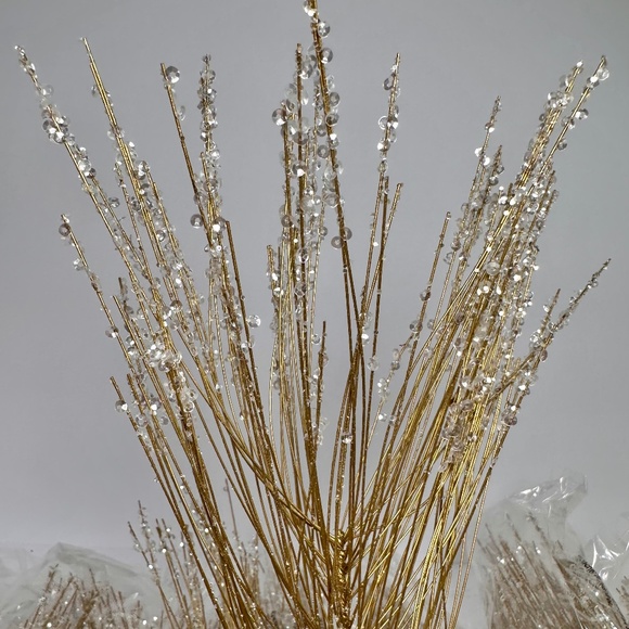 Gold Iced Floral Picks Bundle 🌟 Winter Stems • Glam Holiday Decor - Picture 1 of 4